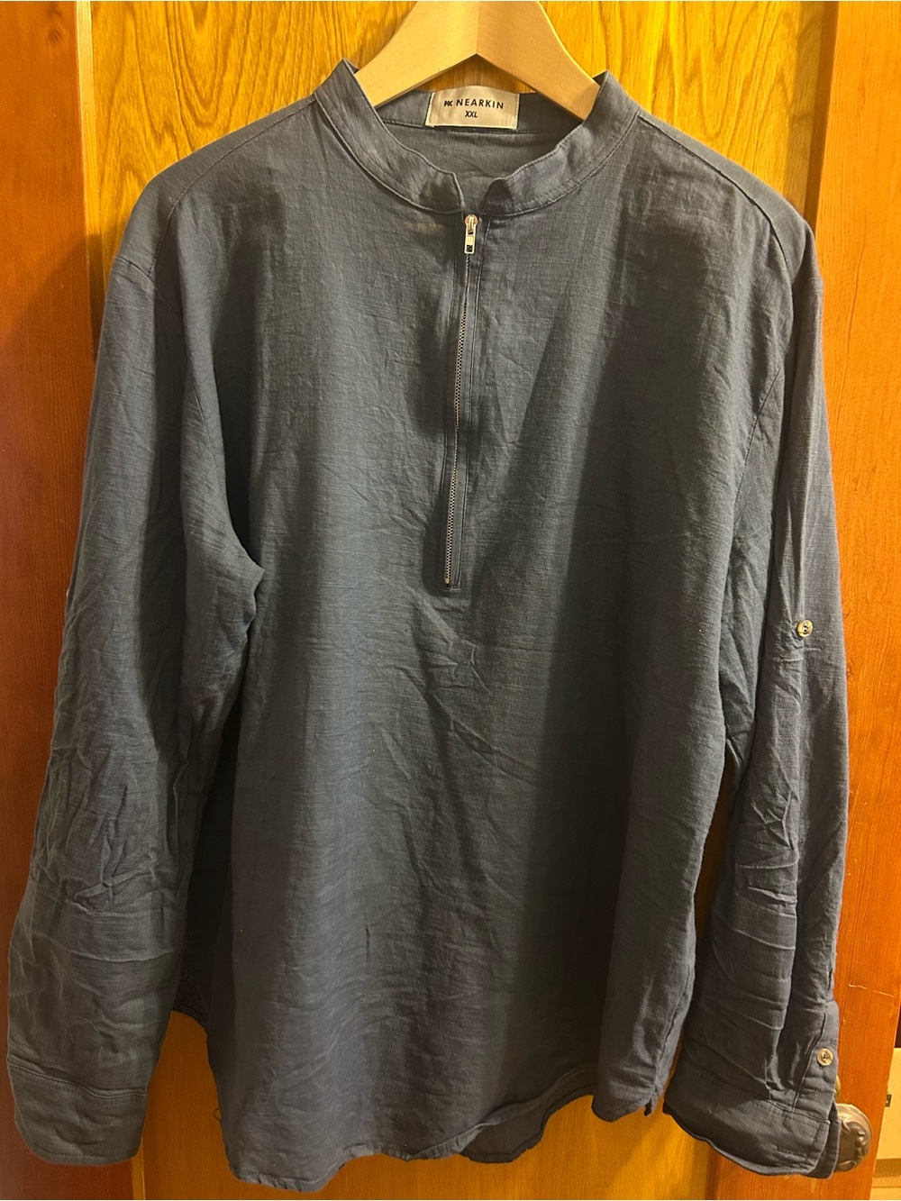 Navy Zip-Front Tunic Top